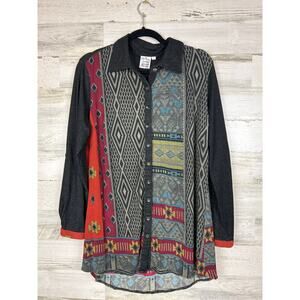 Parsley & Sage Womens L Aztec Southwestern Button Front Shirt Blouse Top Boho